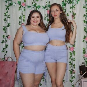 Blue Knit Crop Top and Short Set